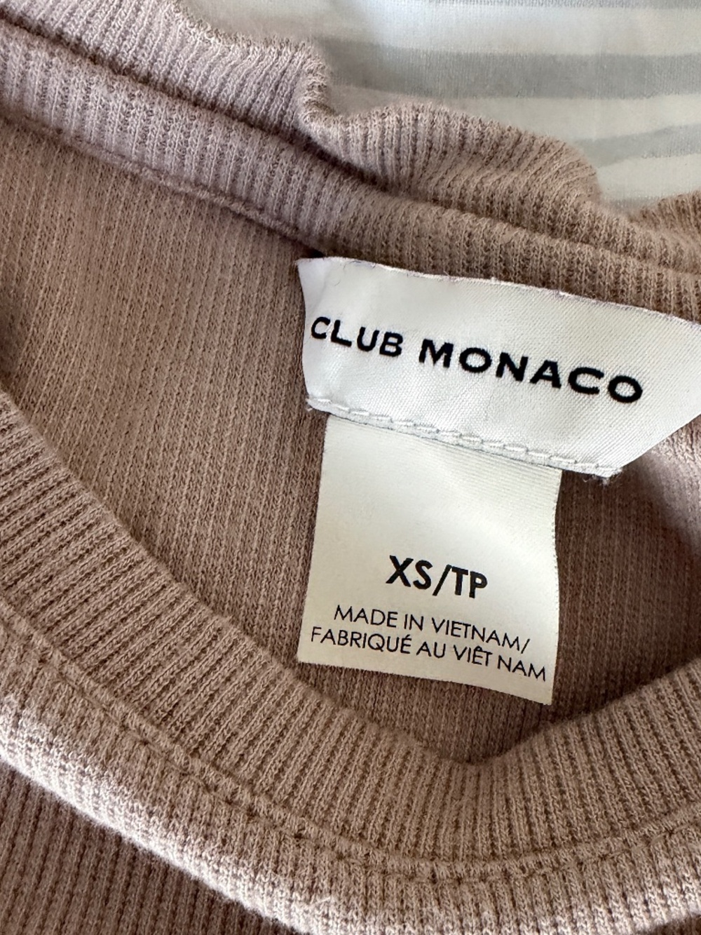 Club Monaco Beige Ribbed T Shirt